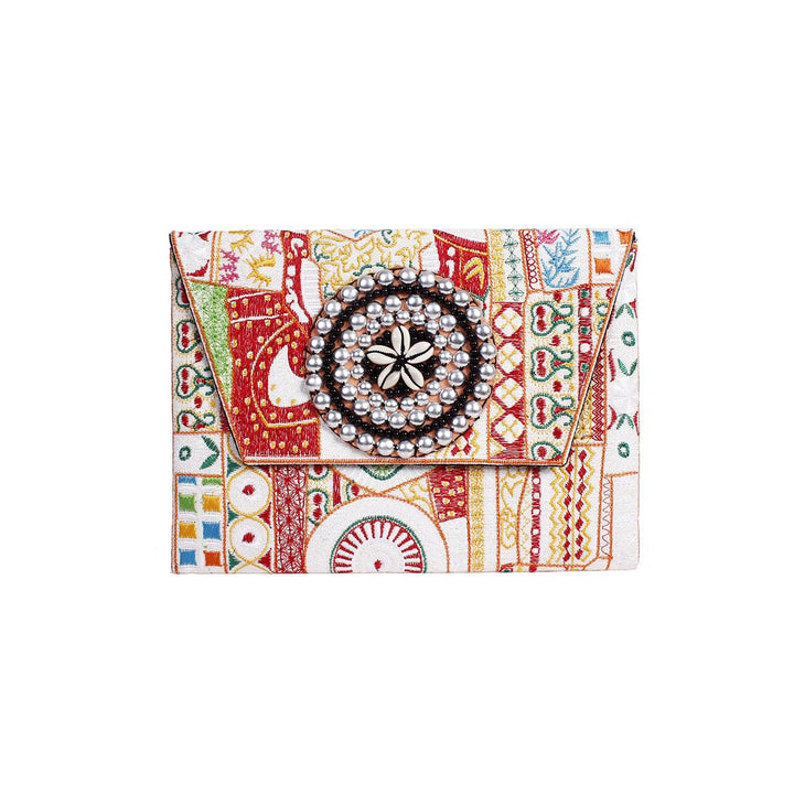 Tribal Handcrafted Fair Trade Shell Embroidered Clutch Bag | iPad Bag - Thailand-Bags-Lumily-Lumily MZ Fair Trade Nena & Co Hiptipico Novica Lucia's World emporium