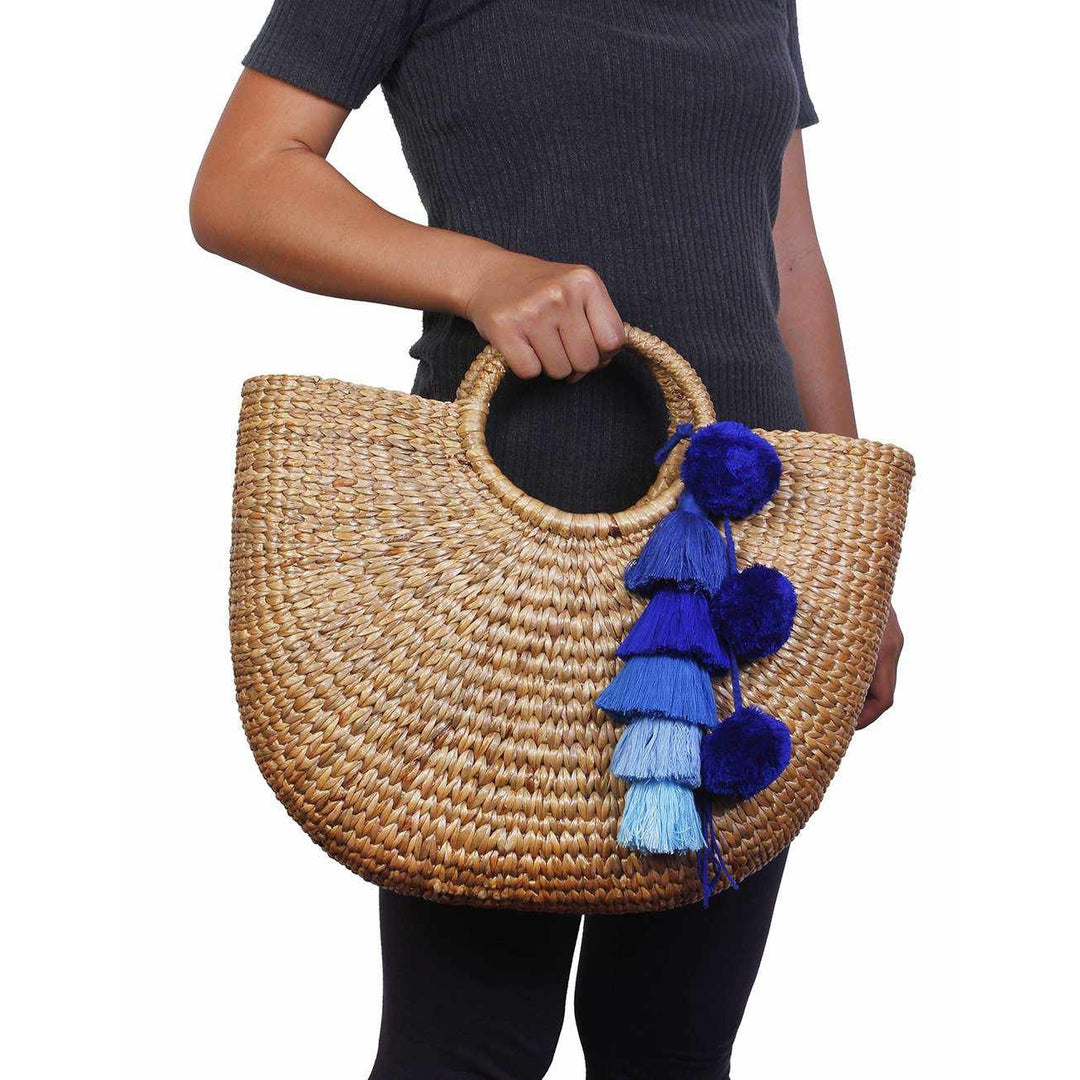 Water Hyacinth Handmade Basket Bag - Thailand-Bags-Lumily-Blue-Lumily MZ Fair Trade Nena & Co Hiptipico Novica Lucia's World emporium
