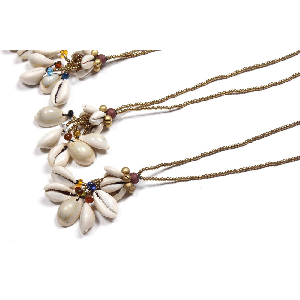 BUNDLE: Gold Beads With Shell Tassel Necklace 4 Pieces - Thailand-Jewelry-Lumily-Lumily MZ Fair Trade Nena & Co Hiptipico Novica Lucia's World emporium