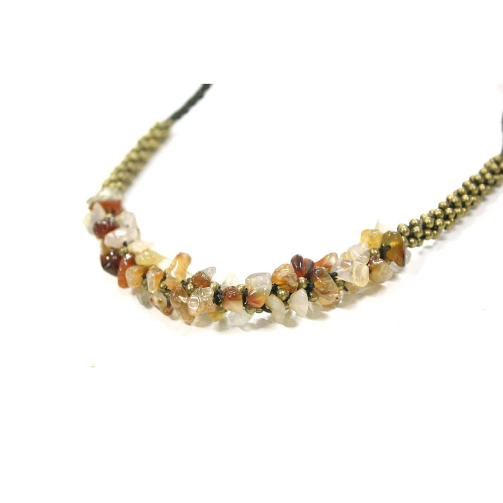 BUNDLE: Orange Stones & Brass Beads Necklace 4 Pieces - Thailand-Jewelry-Lumily-Lumily MZ Fair Trade Nena & Co Hiptipico Novica Lucia's World emporium