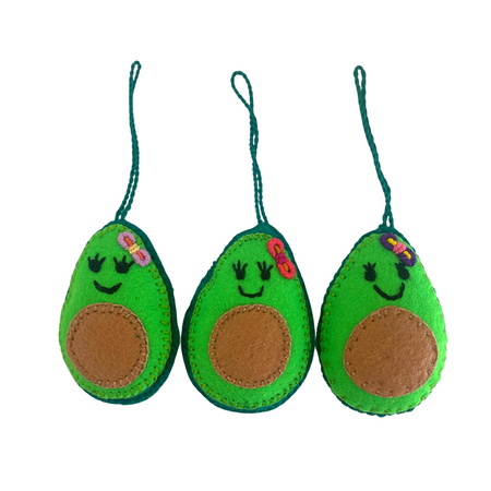 Happy Avocado Felt Boho Ornament - Mexico-Decor-Rebeca y Francisco (Mexico)-Avocado-Lumily MZ Fair Trade Nena & Co Hiptipico Novica Lucia's World emporium