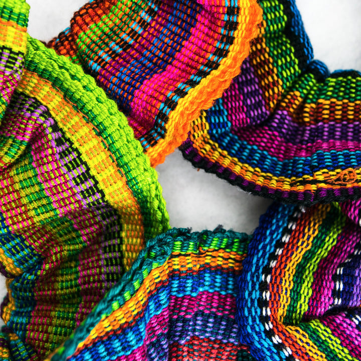 Sustainable Hacienda Multicolor Hair Scrunchie - Guatemala-Accessories-Laura y Francisco (GU)-Lumily MZ Fair Trade Nena & Co Hiptipico Novica Lucia's World emporium