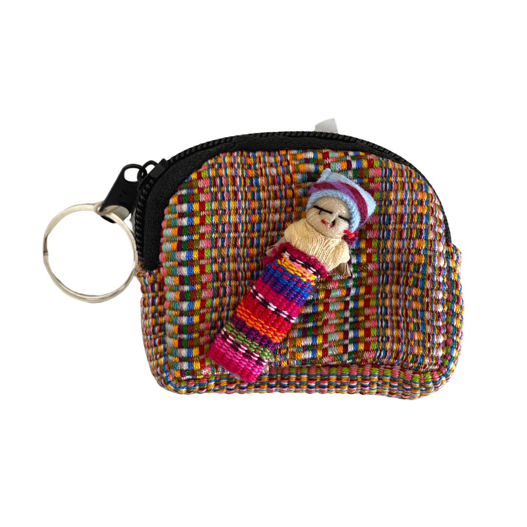 Worry Doll Tiny Bag Keychain | Coin Purse - Guatemala-Bags-Laura y Francisco (GU)-Lumily MZ Fair Trade Nena & Co Hiptipico Novica Lucia's World emporium