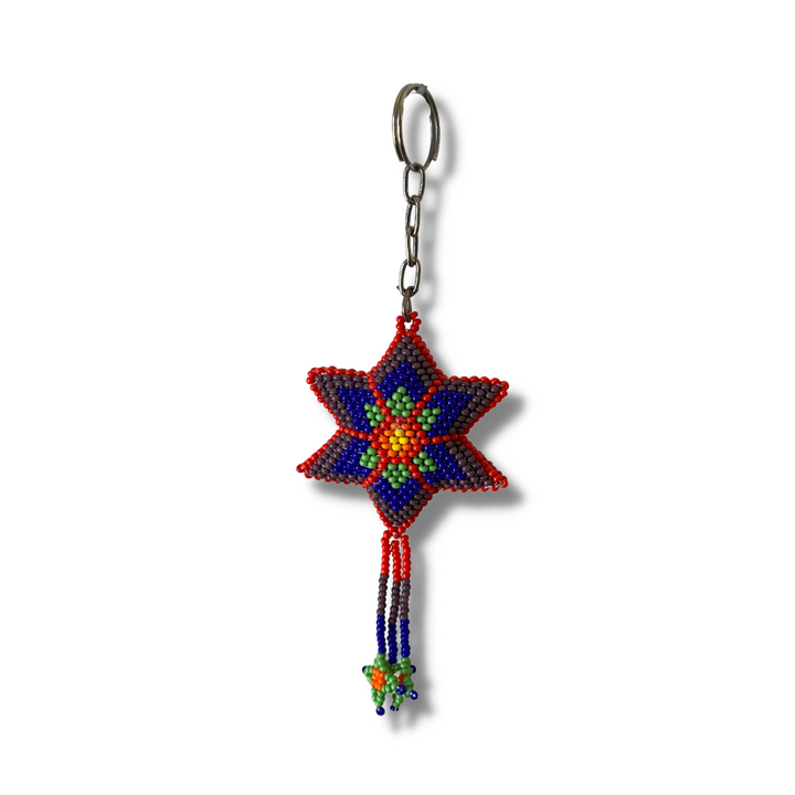 Star Seed Bead Key Chain - Guatemala-Keychains-Pascuala (MX)-Lumily MZ Fair Trade Nena & Co Hiptipico Novica Lucia's World emporium