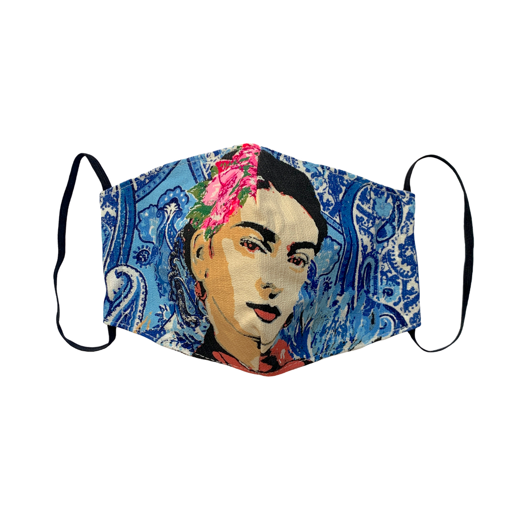 Frida Kahlo Face Mask with Filter Pocket - Thailand-Apparel-Nun-Blue-Lumily MZ Fair Trade Nena & Co Hiptipico Novica Lucia's World emporium