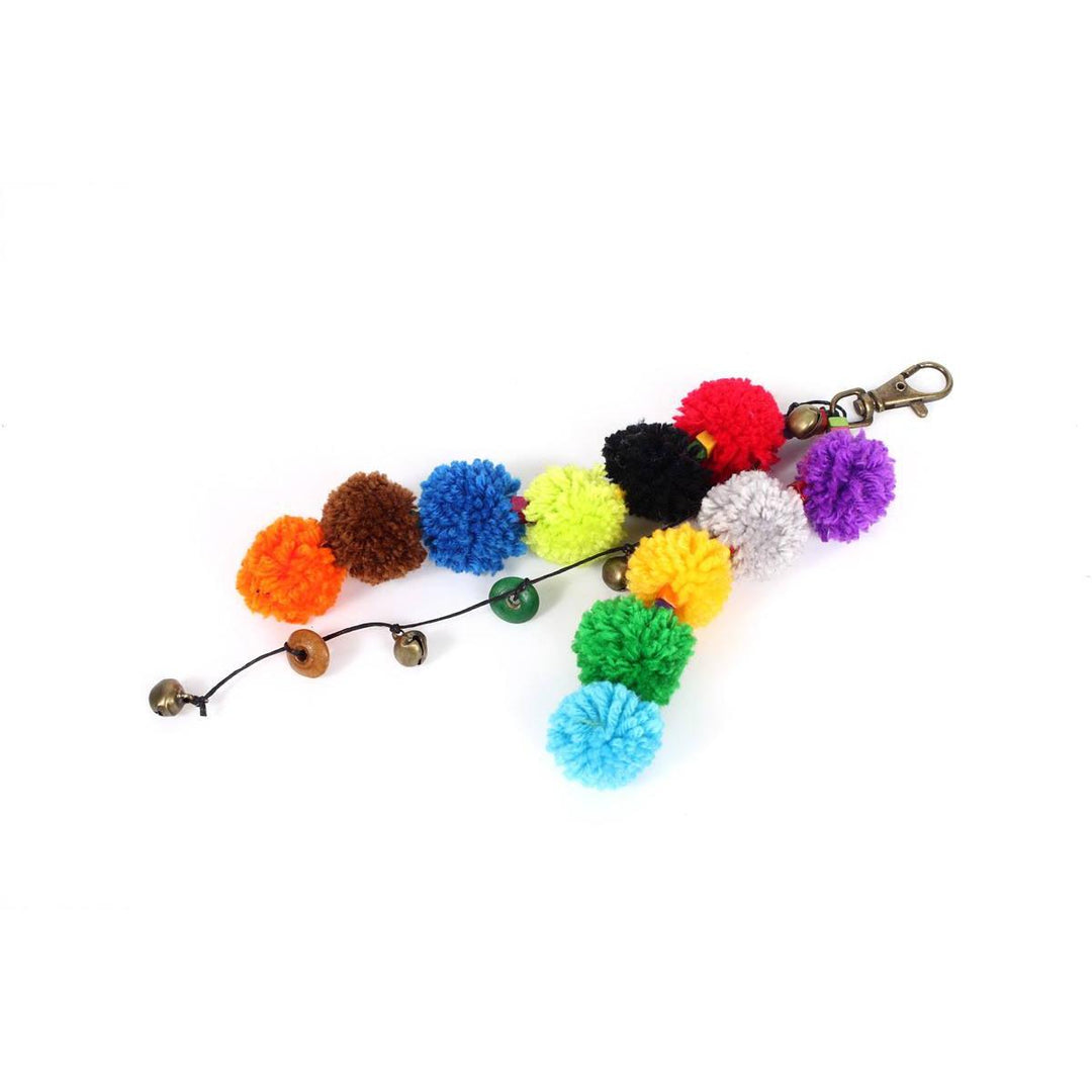 Pom Pom With Beads Key Chain Multicolor - Thailand-Accessories-Lumily-Lumily MZ Fair Trade Nena & Co Hiptipico Novica Lucia's World emporium