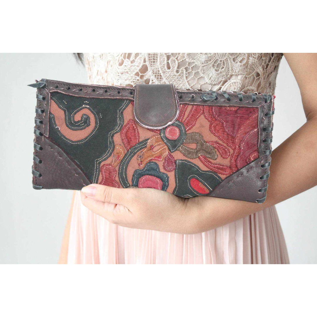 Upcycled Antique Applique Wallet - Thailand-Bags-Lumily-Style 1-Lumily MZ Fair Trade Nena & Co Hiptipico Novica Lucia's World emporium