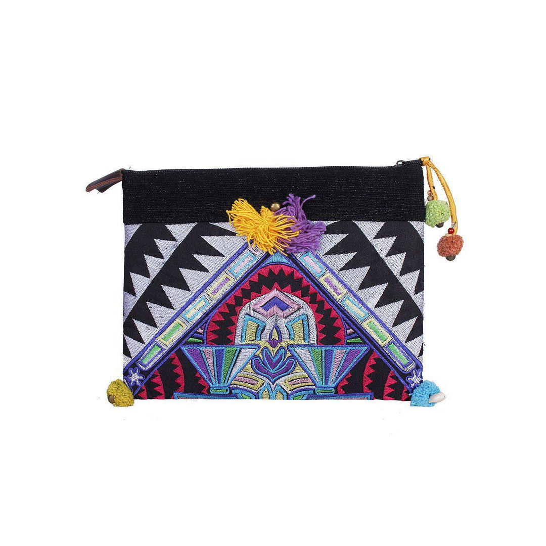 Handcrafted Embroidered Clutch | iPad Bag - Thailand-Bags-Lumily-Silver-Lumily MZ Fair Trade Nena & Co Hiptipico Novica Lucia's World emporium