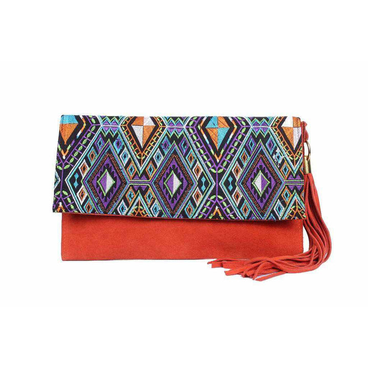 BUNDLE: Leather Clutch with Geometric Embroidery Clutch - Thailand-Bags-Lumily-Lumily MZ Fair Trade Nena & Co Hiptipico Novica Lucia's World emporium