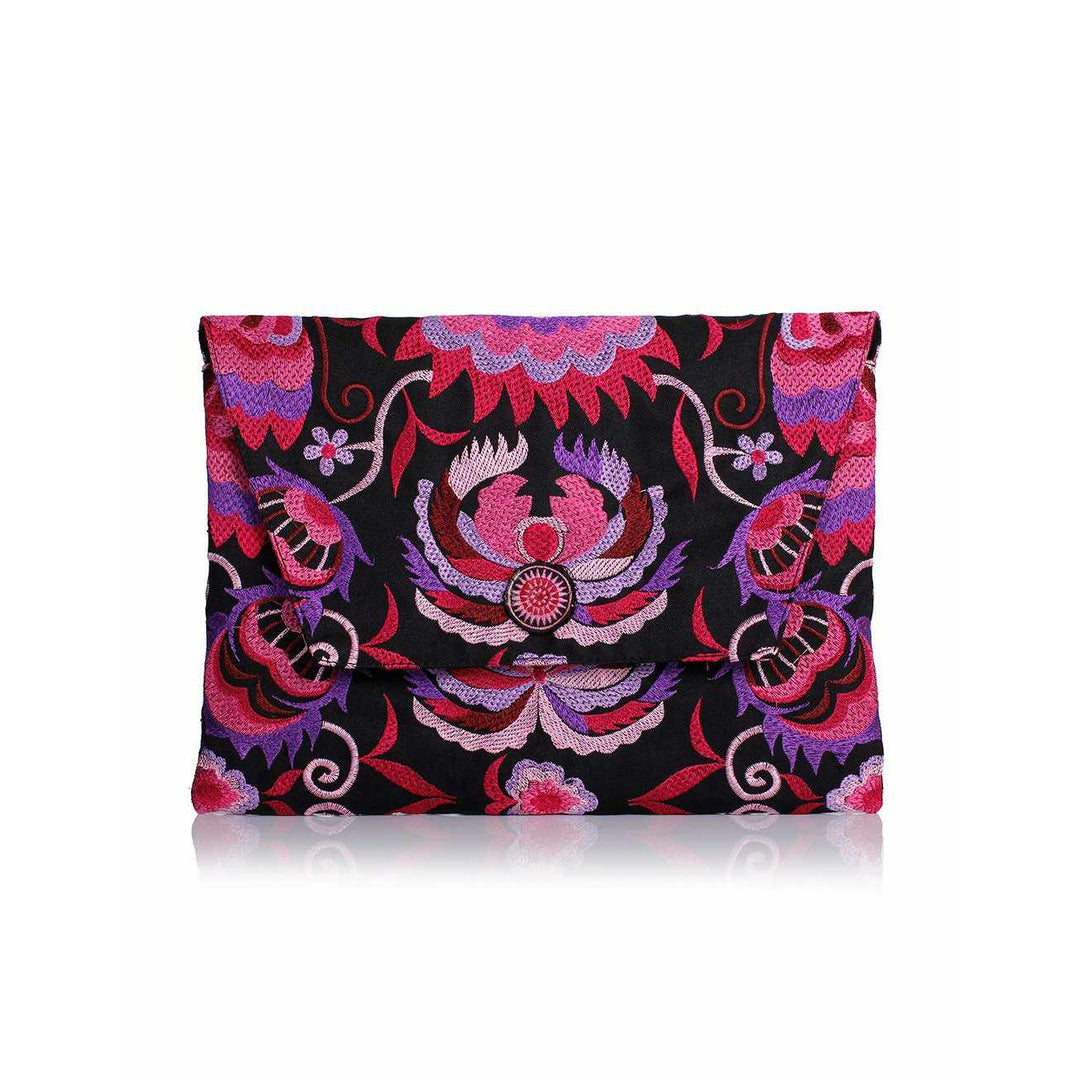 Boho Style Embroidered Clutch Bag - Thailand-Bags-Lumily-Pink Purple-Lumily MZ Fair Trade Nena & Co Hiptipico Novica Lucia's World emporium