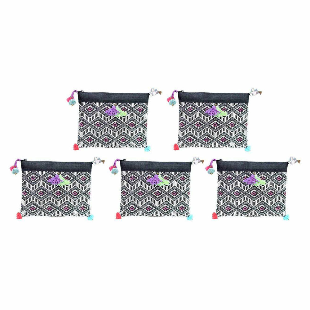 BUNDLE: 5 Piece Geometric Clutch | iPad Table Bag - Thailand-Jewelry-Lumily-Black-Lumily MZ Fair Trade Nena & Co Hiptipico Novica Lucia's World emporium