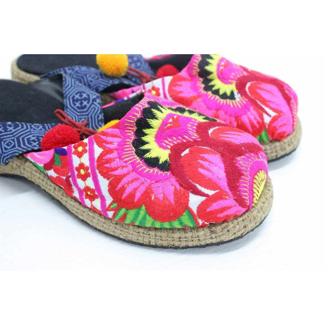 Vintage Hmong Textile Upcycled Batik Slip On Clogs Shoes - Thailand-Apparel-Lumily-Lumily MZ Fair Trade Nena & Co Hiptipico Novica Lucia's World emporium