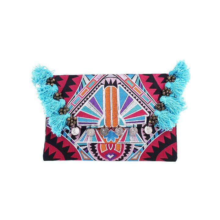 Embroidered Multi Tassel Clutch Bag | IPad Case - Thailand-Bags-Lumily-Tahj Pink-Lumily MZ Fair Trade Nena & Co Hiptipico Novica Lucia's World emporium