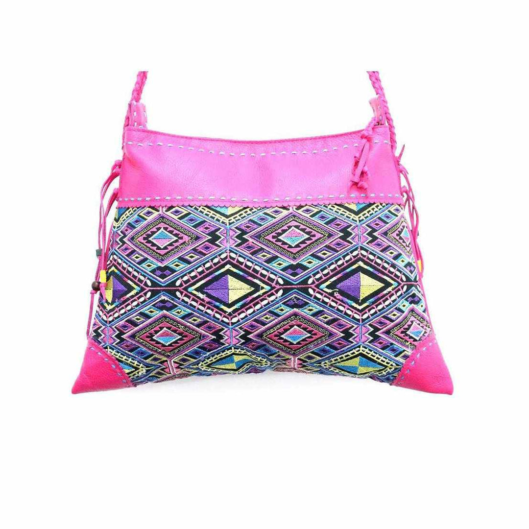 Bohemian Geometric Crossbody Adjustable Bag - Thailand-Bags-Lumily-Pink-Lumily MZ Fair Trade Nena & Co Hiptipico Novica Lucia's World emporium