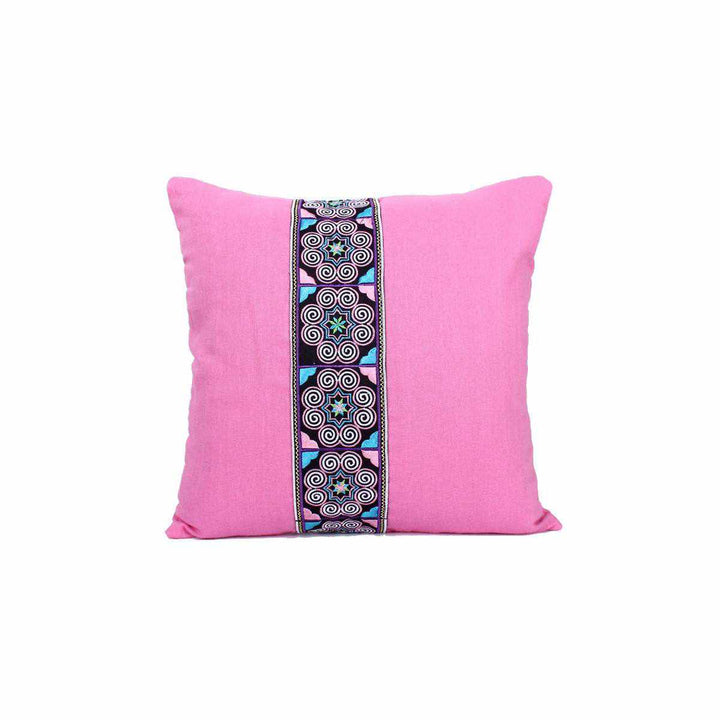 Reina Embroidered Pillow Cover - Thailand-Decor-Lumily-Pink-Lumily MZ Fair Trade Nena & Co Hiptipico Novica Lucia's World emporium