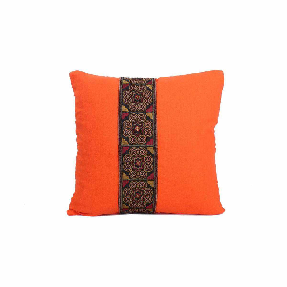 Reina Embroidered Pillow Cover - Thailand-Decor-Lumily-Orange-Lumily MZ Fair Trade Nena & Co Hiptipico Novica Lucia's World emporium