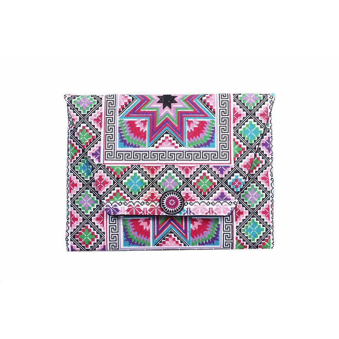Boho Style Embroidered Clutch Bag - Thailand-Bags-Lumily-Pink Blue Star-Lumily MZ Fair Trade Nena & Co Hiptipico Novica Lucia's World emporium
