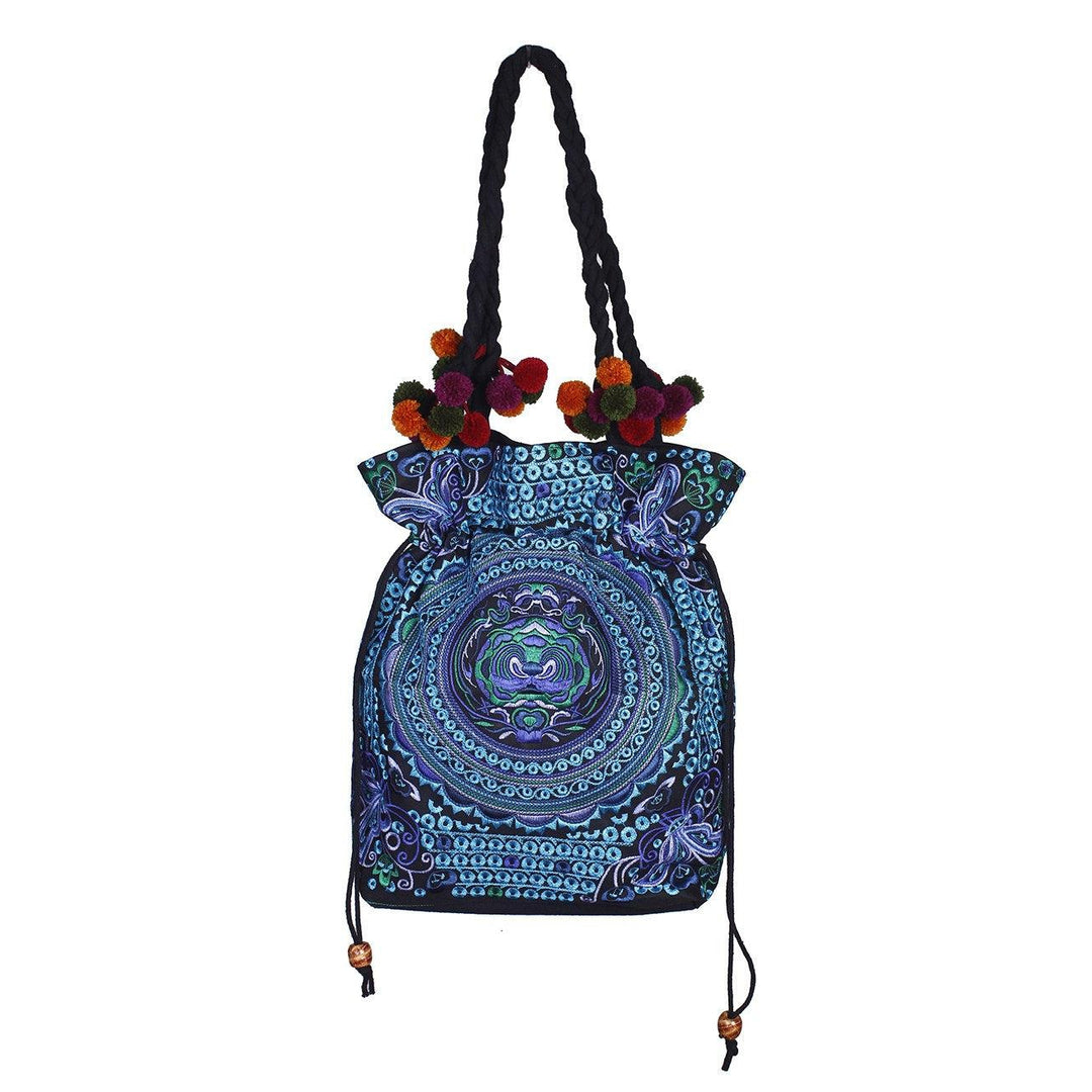 Cinch Hmong Embroidered Shoulder Purse - Thailand-Bags-Lumily-Dark Blue-Lumily MZ Fair Trade Nena & Co Hiptipico Novica Lucia's World emporium