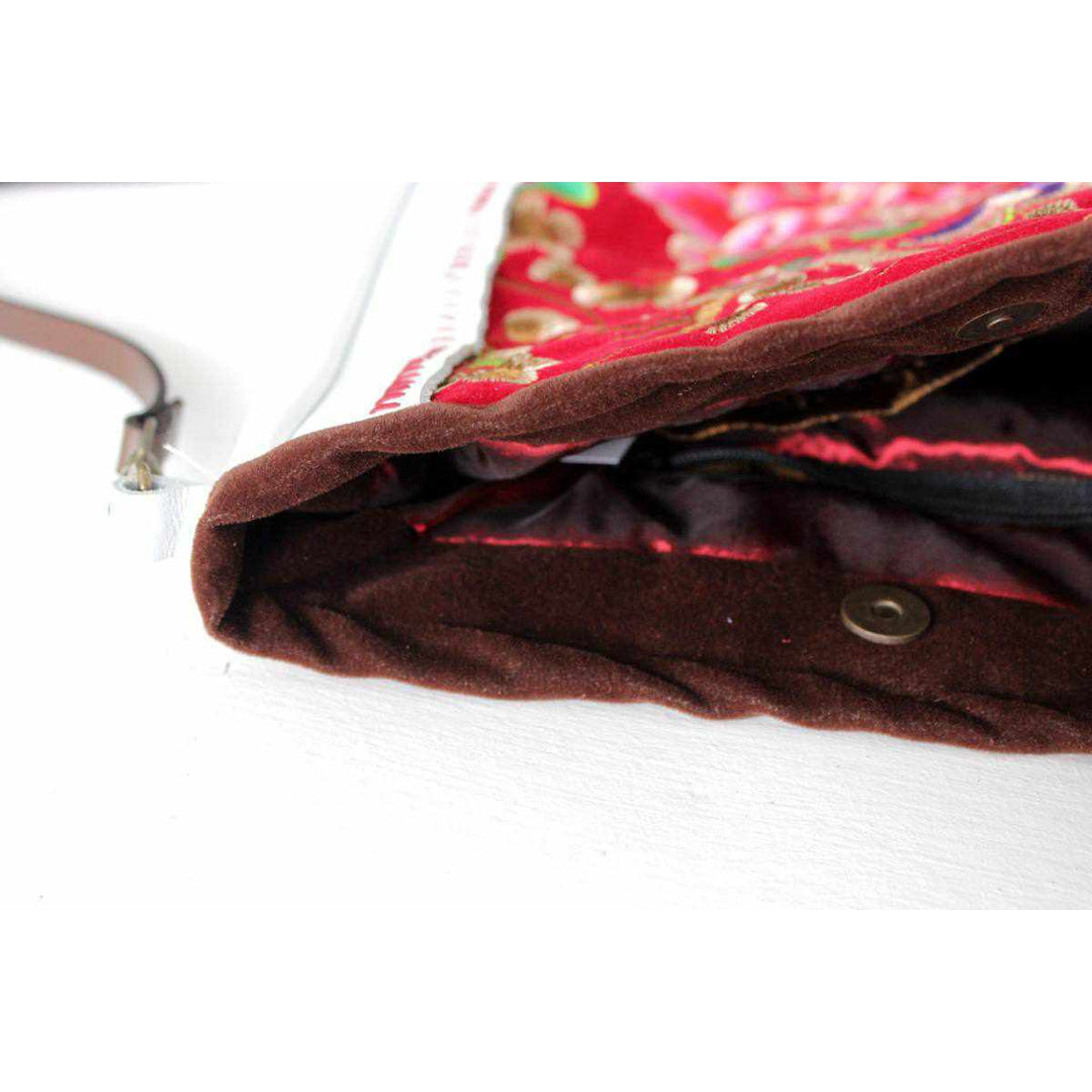Leather Embroidered Crossbody Bag - Thailand-Bags-Lumily-Lumily MZ Fair Trade Nena & Co Hiptipico Novica Lucia's World emporium