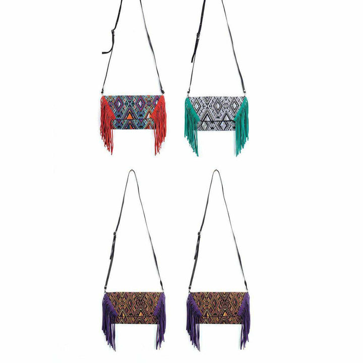 BUNDLE: Embroidery & Leather Fringe Crossbody Bag - 4 Pieces - Thailand-Bags-Lumily-Lumily MZ Fair Trade Nena & Co Hiptipico Novica Lucia's World emporium