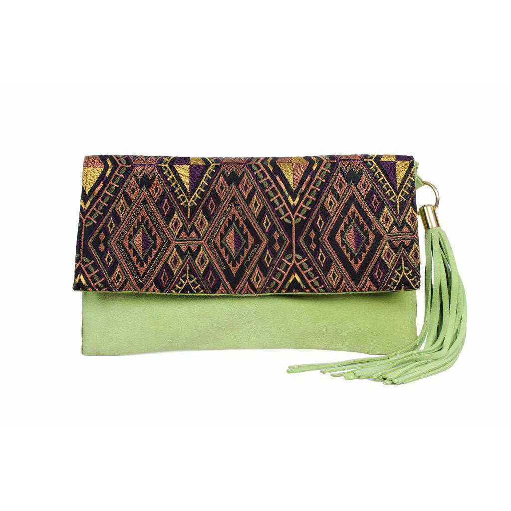 BUNDLE: Leather Clutch with Geometric Embroidery Clutch - Thailand-Bags-Lumily-Lumily MZ Fair Trade Nena & Co Hiptipico Novica Lucia's World emporium