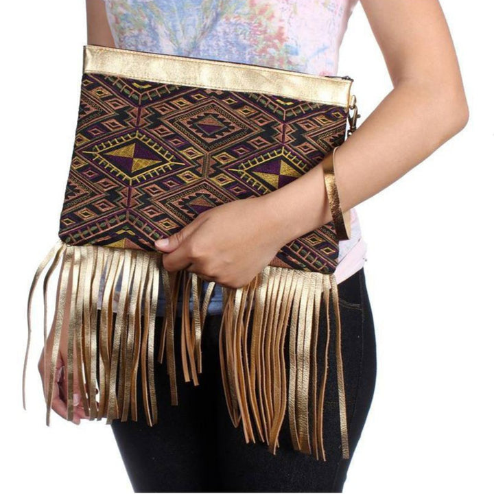Metallic Leather & Embroidery Wristlet iPad | Tablet Bag - Thailand-Bags-Lumily-Lumily MZ Fair Trade Nena & Co Hiptipico Novica Lucia's World emporium