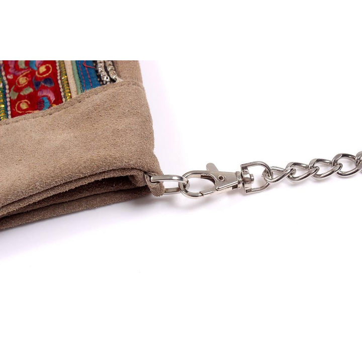 Vintage Fabric + Leather Cross-Body Bag | Clutch With Chain Strap - Thailand-Bags-Lumily-Lumily MZ Fair Trade Nena & Co Hiptipico Novica Lucia's World emporium