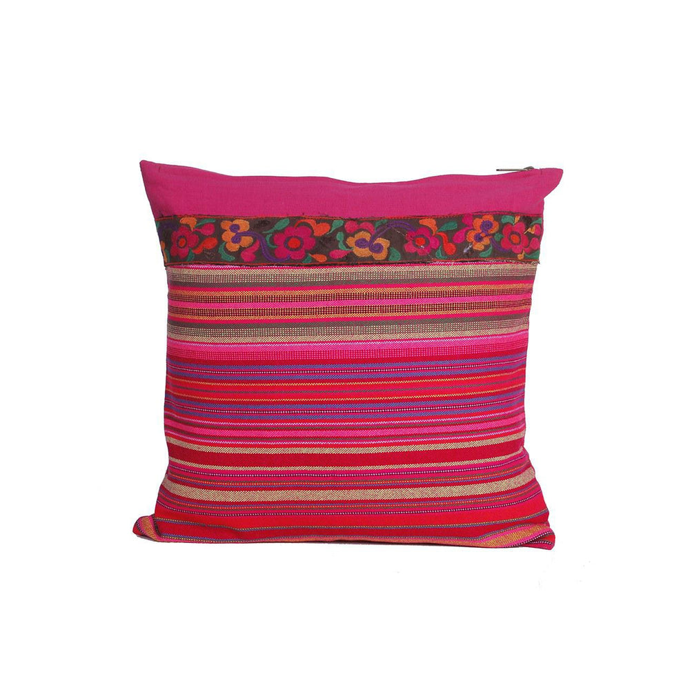 Woven Hmong Fabric Pink Cushion Cover - Thailand-Decor-Lumily-Style 1-Lumily MZ Fair Trade Nena & Co Hiptipico Novica Lucia's World emporium