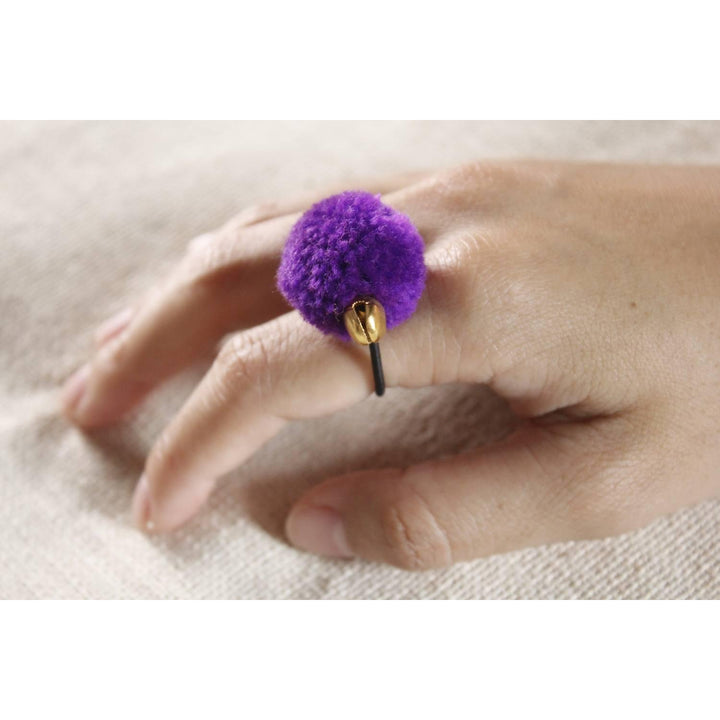 Pom Pom Elastic Ring - Thailand-Jewelry-Lumily-Lumily MZ Fair Trade Nena & Co Hiptipico Novica Lucia's World emporium