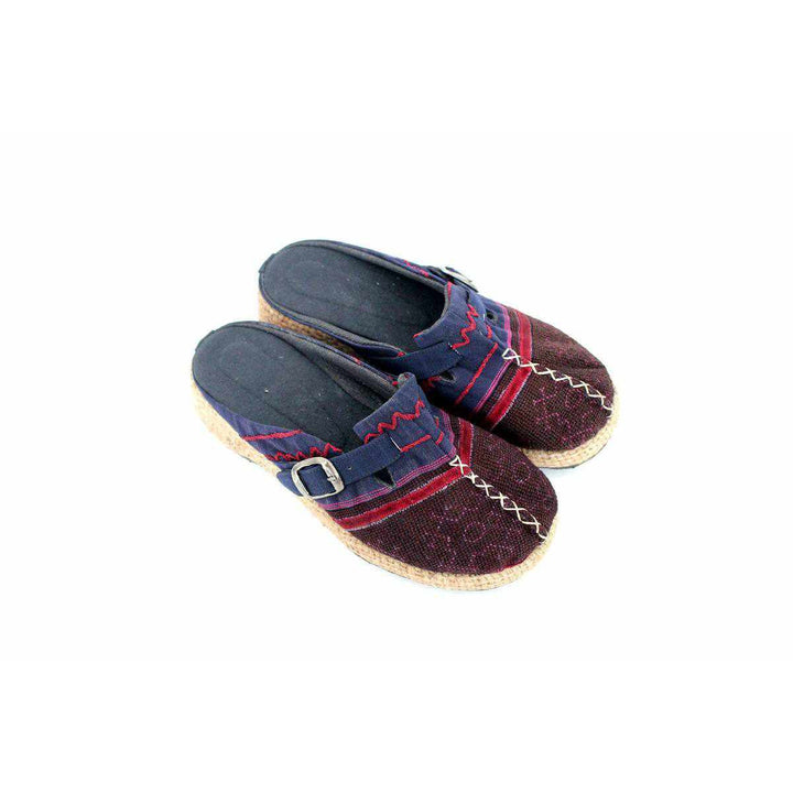 Hmong Fabric Boho Upcycled Slip On Shoes - Thailand-Apparel-Lumily-Navy-Lumily MZ Fair Trade Nena & Co Hiptipico Novica Lucia's World emporium