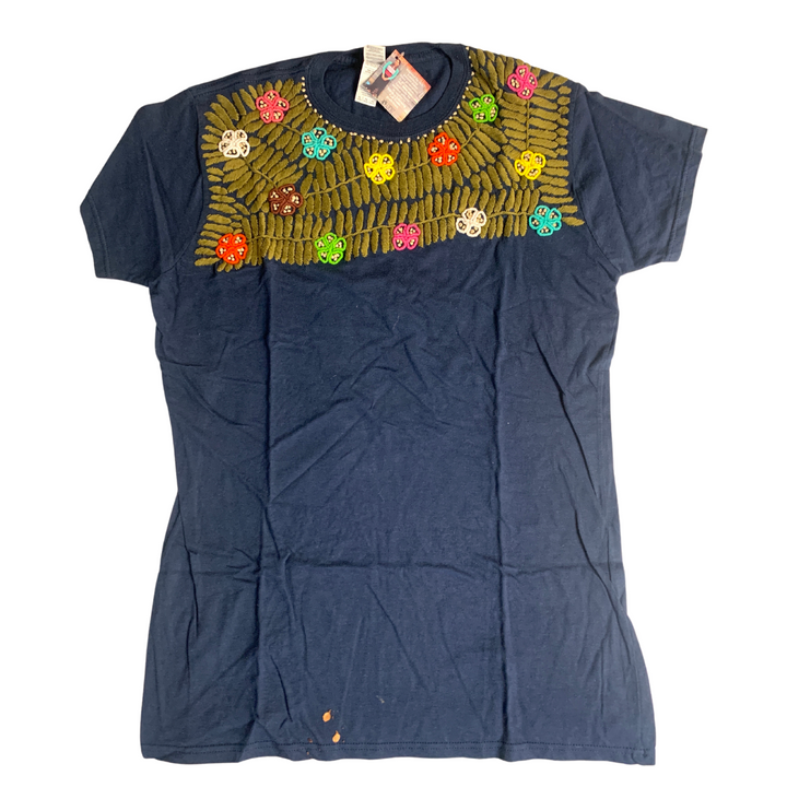Luzy Hand Embroidered Fitted T-Shirt - Mexico-Apparel-Lumily-XL-Navy-Lumily MZ Fair Trade Nena & Co Hiptipico Novica Lucia's World emporium