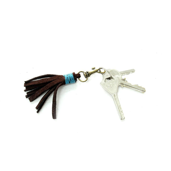 Leather Tassel Zipper Pull | Keychain - Thailand-Zipper Pulls-Lumily-Black & Blue-Lumily MZ Fair Trade Nena & Co Hiptipico Novica Lucia's World emporium