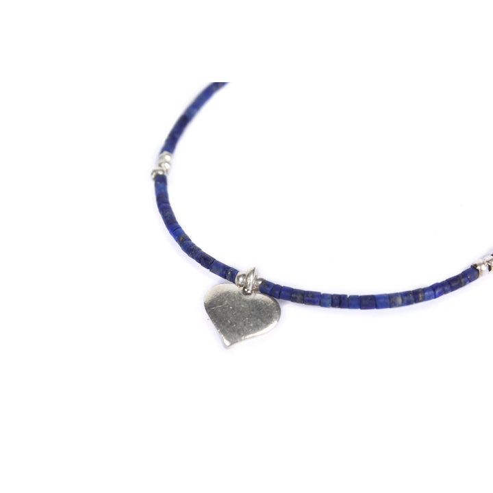 Hmong Silver Heart Charm Wax String Bracelet - Thailand-Bracelets-Lumily-Lumily MZ Fair Trade Nena & Co Hiptipico Novica Lucia's World emporium
