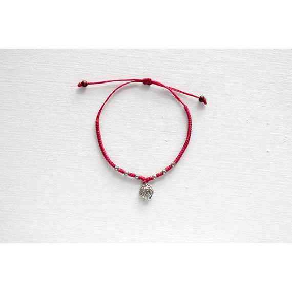 Hmong Silver .925 Charm Adjustable Wax String Bracelet - Thailand-Bracelets-Nu Shop-Red-Lumily MZ Fair Trade Nena & Co Hiptipico Novica Lucia's World emporium