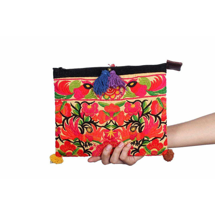 Handcrafted Embroidered Clutch | iPad Bag - Thailand-Bags-Lumily-Lumily MZ Fair Trade Nena & Co Hiptipico Novica Lucia's World emporium