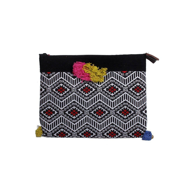 Handcrafted Embroidered Clutch | iPad Bag - Thailand-Bags-Lumily-Black & Red-Lumily MZ Fair Trade Nena & Co Hiptipico Novica Lucia's World emporium
