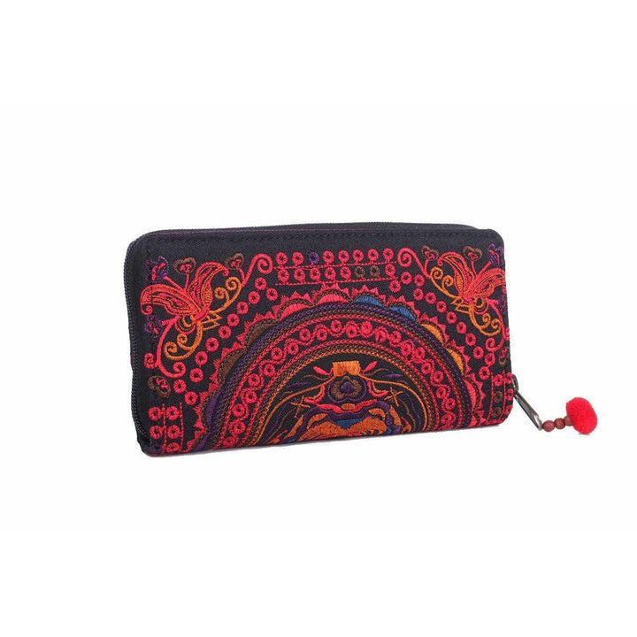 Butterfly Embroidered Wallet - Thailand-Bags-Lumily-Red-Lumily MZ Fair Trade Nena & Co Hiptipico Novica Lucia's World emporium