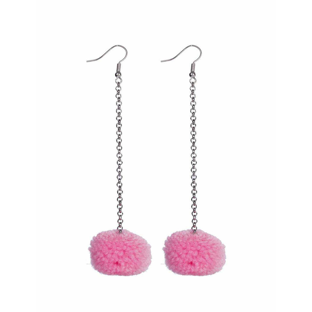 Pom Pom Chain Earrings - Thailand-Jewelry-Nu Shop-Light Pink-Lumily MZ Fair Trade Nena & Co Hiptipico Novica Lucia's World emporium