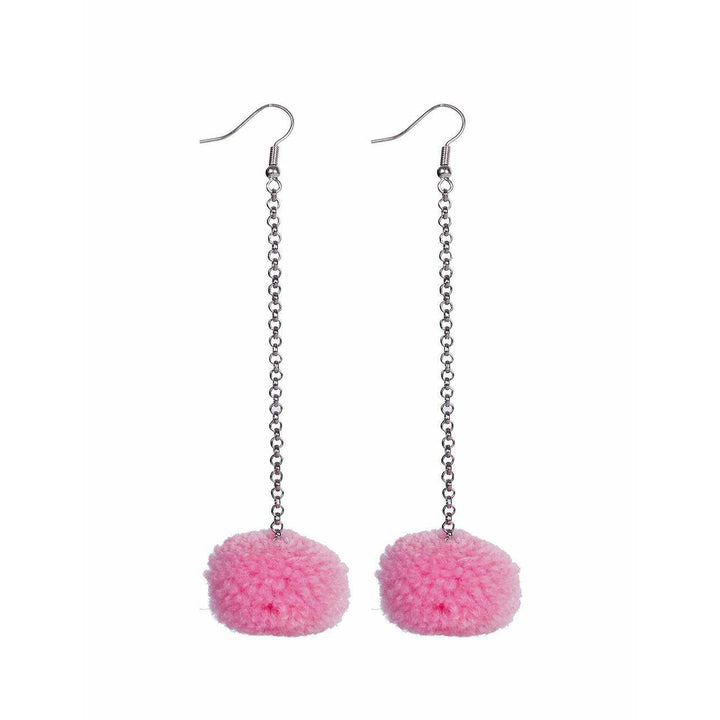Pom Pom Chain Earrings - Thailand-Jewelry-Nu Shop-Light Pink-Lumily MZ Fair Trade Nena & Co Hiptipico Novica Lucia's World emporium