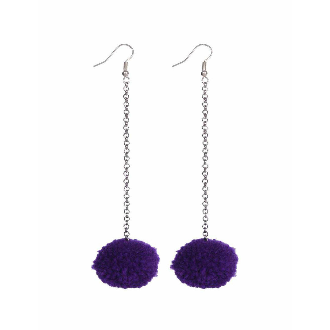 Pom Pom Chain Earrings - Thailand-Jewelry-Nu Shop-Purple-Lumily MZ Fair Trade Nena & Co Hiptipico Novica Lucia's World emporium