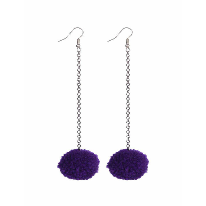 Pom Pom Chain Earrings - Thailand-Jewelry-Nu Shop-Purple-Lumily MZ Fair Trade Nena & Co Hiptipico Novica Lucia's World emporium