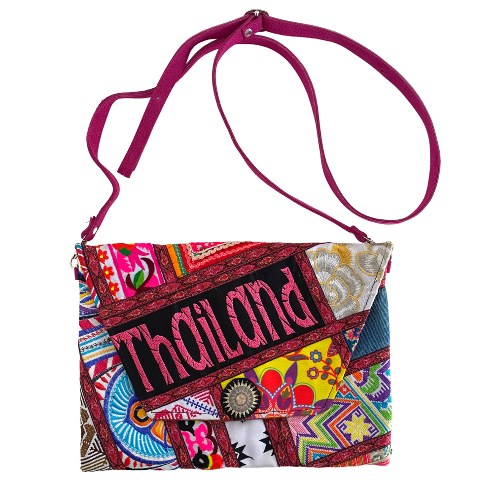 Patchwork Embroidered Clutch / iPad Bag - Thailand-Bags-Ae (Thailand)-Lumily MZ Fair Trade Nena & Co Hiptipico Novica Lucia's World emporium