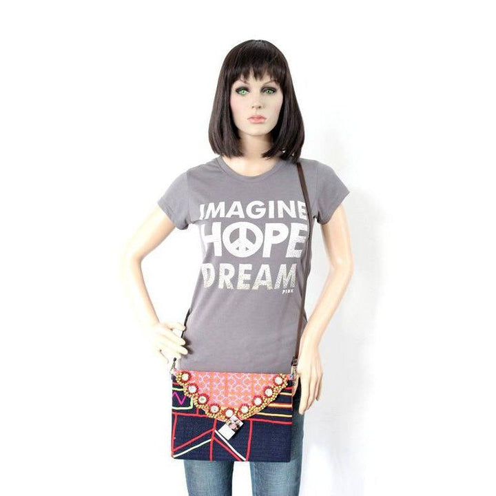 Karen Vintage Fabric Bag With Leather Straps - Thailand-Bags-Lumily-Lumily MZ Fair Trade Nena & Co Hiptipico Novica Lucia's World emporium