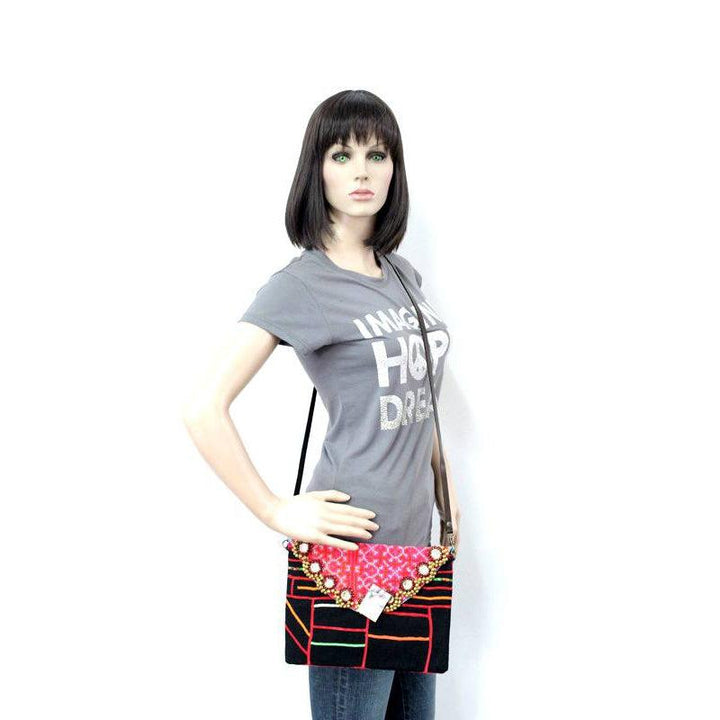 Karen Vintage Fabric Bag With Leather Straps - Thailand-Bags-Lumily-Lumily MZ Fair Trade Nena & Co Hiptipico Novica Lucia's World emporium