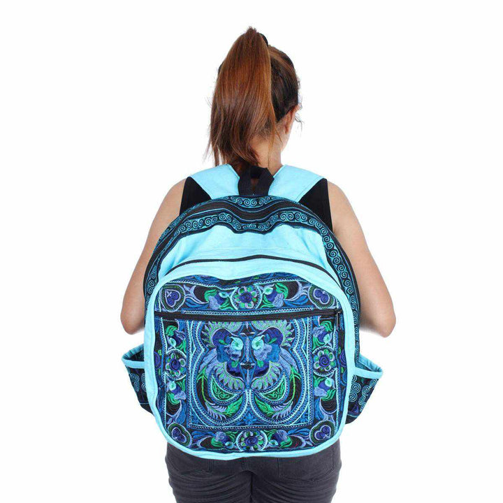Tribal Bird Embroidered Hmong Backpack- Thailand-Bags-Lumily-Lumily MZ Fair Trade Nena & Co Hiptipico Novica Lucia's World emporium