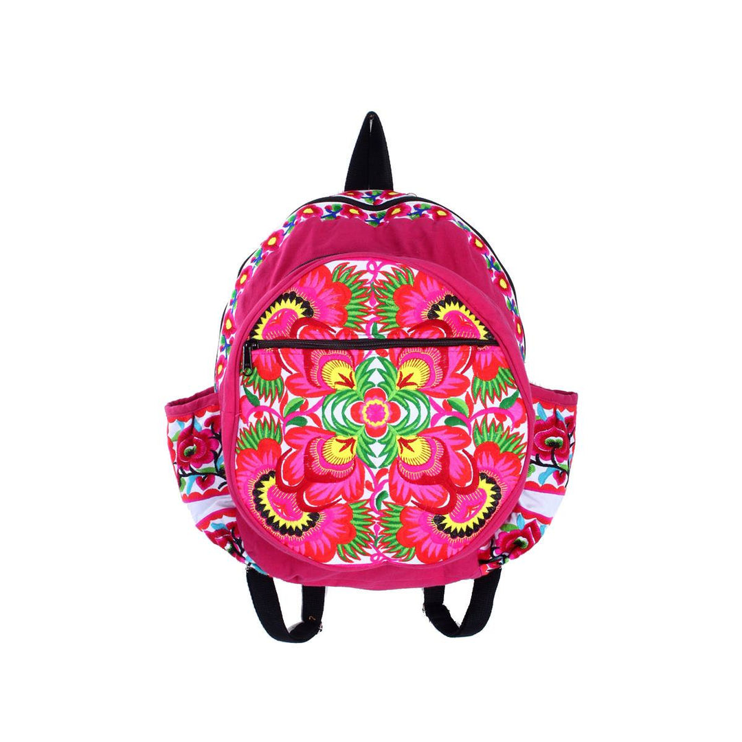 Tribal Bird Embroidered Hmong Backpack- Thailand-Bags-Lumily-Pink-Lumily MZ Fair Trade Nena & Co Hiptipico Novica Lucia's World emporium