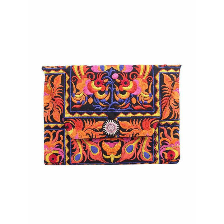 Boho Style Embroidered Clutch Bag - Thailand-Bags-Lumily-Orange-Lumily MZ Fair Trade Nena & Co Hiptipico Novica Lucia's World emporium