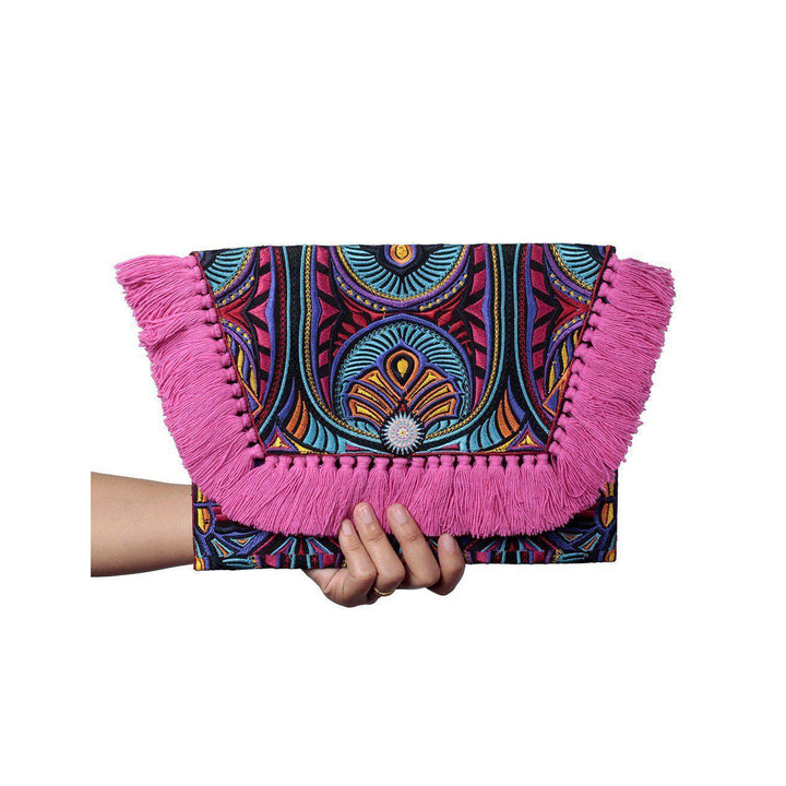 Embroidered Multi Tassel Bird Clutch Bag - Thailand-Bags-Lumily-Lumily MZ Fair Trade Nena & Co Hiptipico Novica Lucia's World emporium