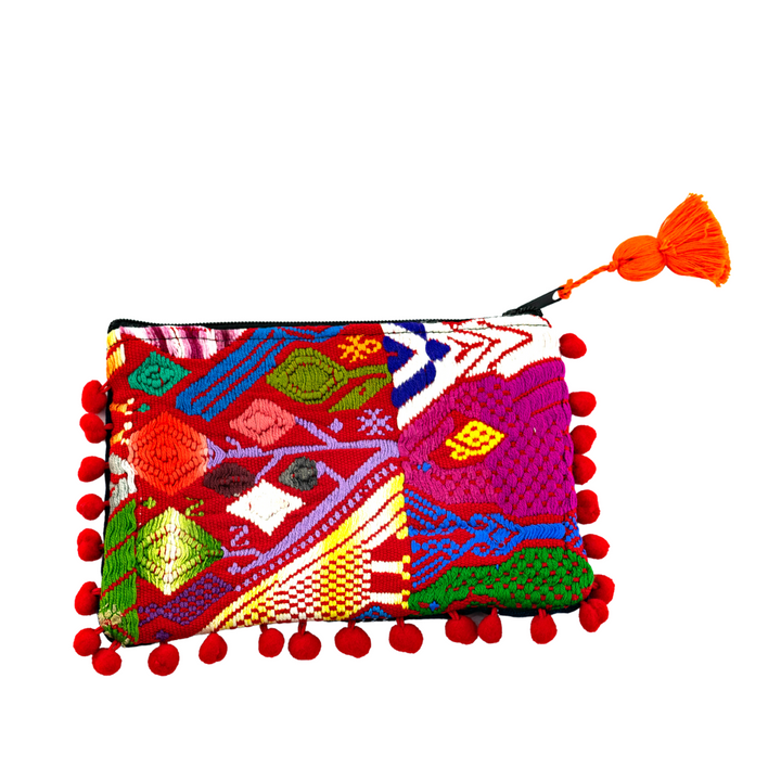 Pom Pom Maya Bag Up-cycled Huipil (Assorted Colors) - Guatemala-Bags-Laura y Francisco (GU)-Lumily MZ Fair Trade Nena & Co Hiptipico Novica Lucia's World emporium