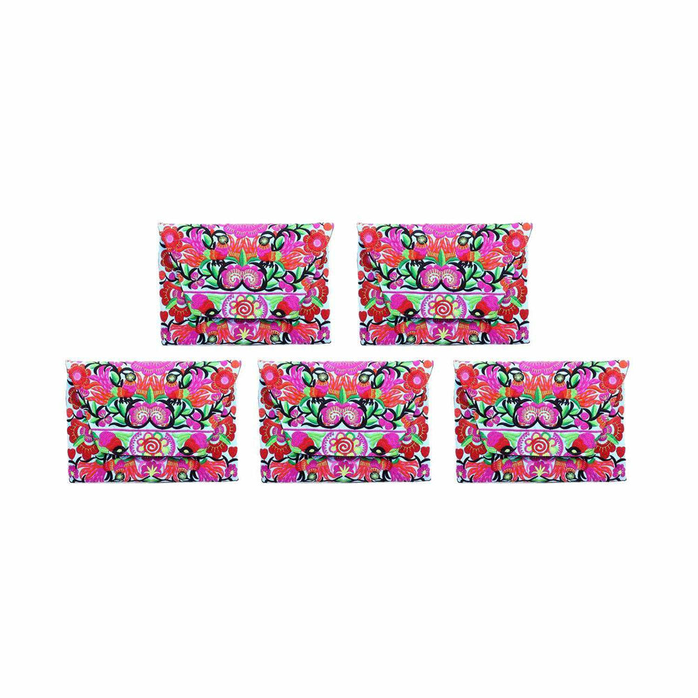 BUNDLE: Flower Embroidered Clutch | iPad Tablet Bag 5 Pieces - Thailand-Jewelry-Lumily-Lumily MZ Fair Trade Nena & Co Hiptipico Novica Lucia's World emporium